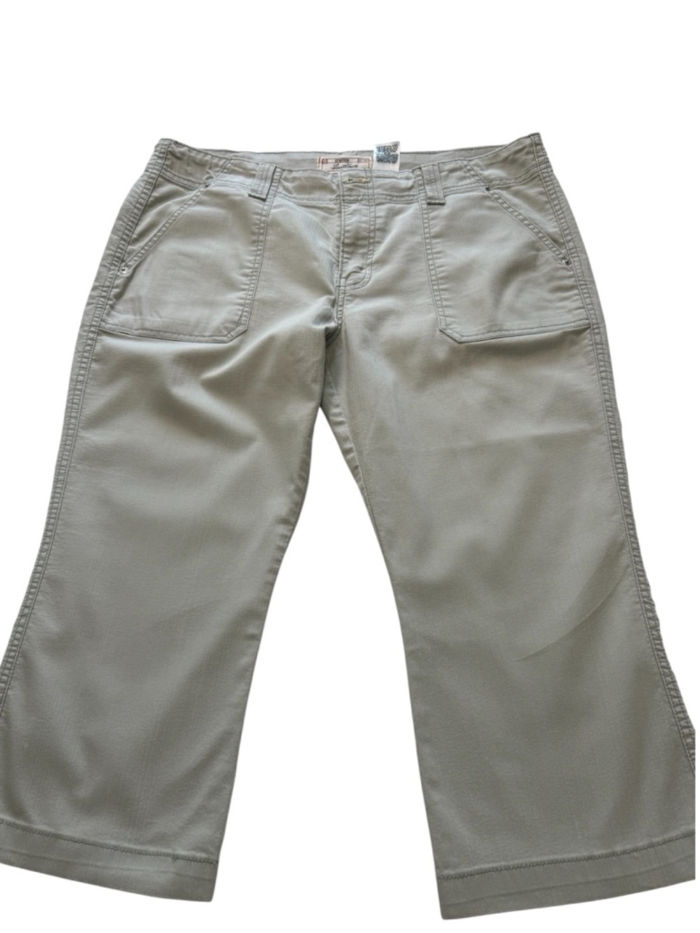 Signature by Levi Strauss Cropped Wide-Leg Jeans in Light Gray-Green